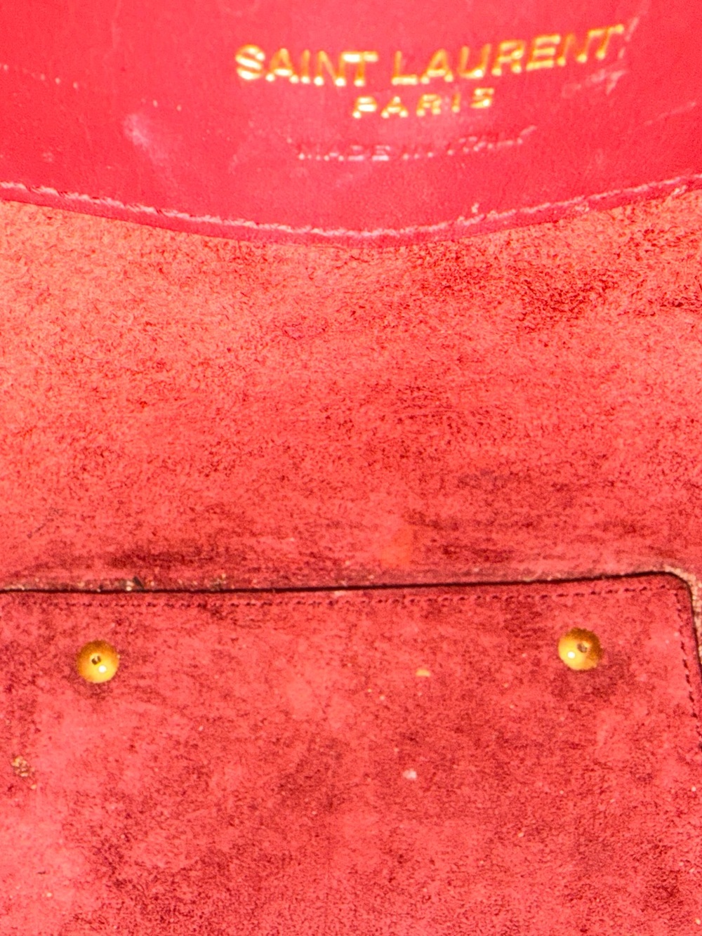Saint Laurent Wine Red Leather Mini Bucket Bag with Gold YSL - Picture 6 of 6